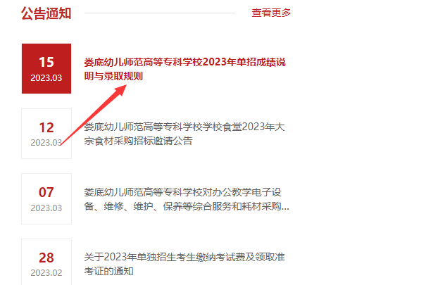 娄底幼儿师范高等专科学校2023年单招成绩录取查询