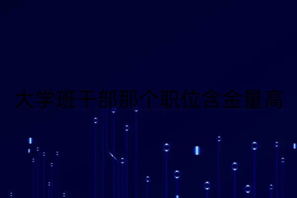 大学班干部哪个职位含金量高