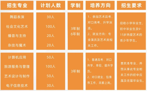 衡阳市文华艺术学校2024年招生计划