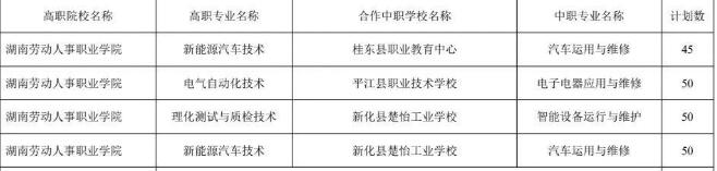 湖南劳动人事职业学院2025年三二分段制招生计划