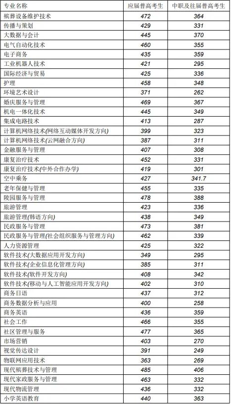 长沙民政职业技术学院2025年单招分数