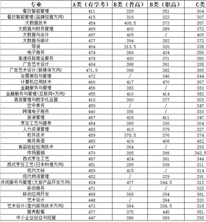 长沙商贸旅游职业技术学院2025年单招分数